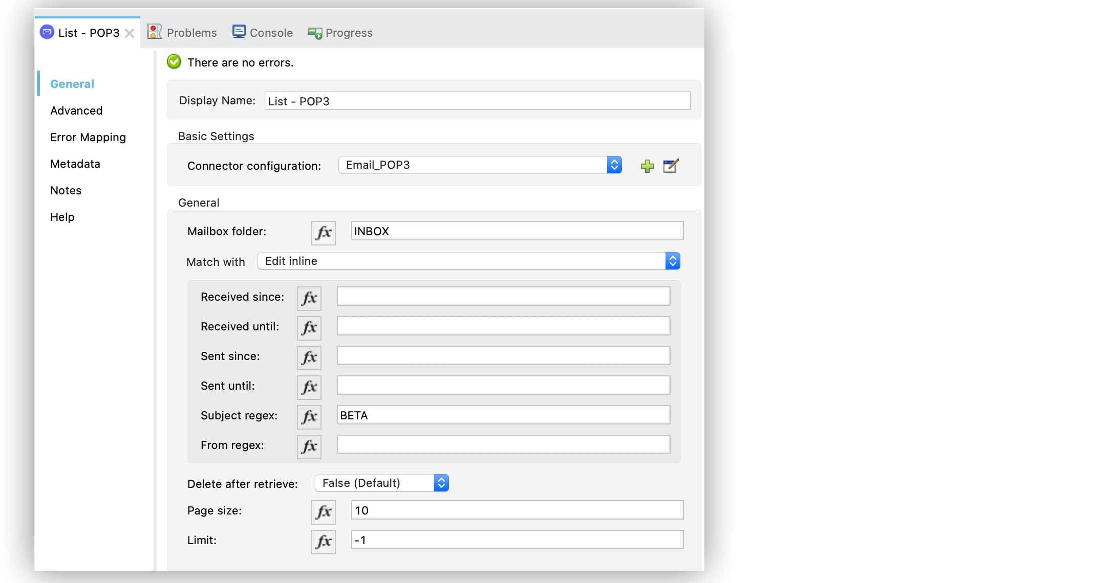 List - IMAP Configuration