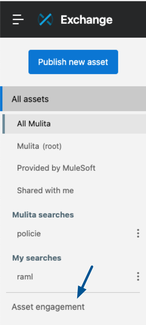 Asset engagement option in navigation bar