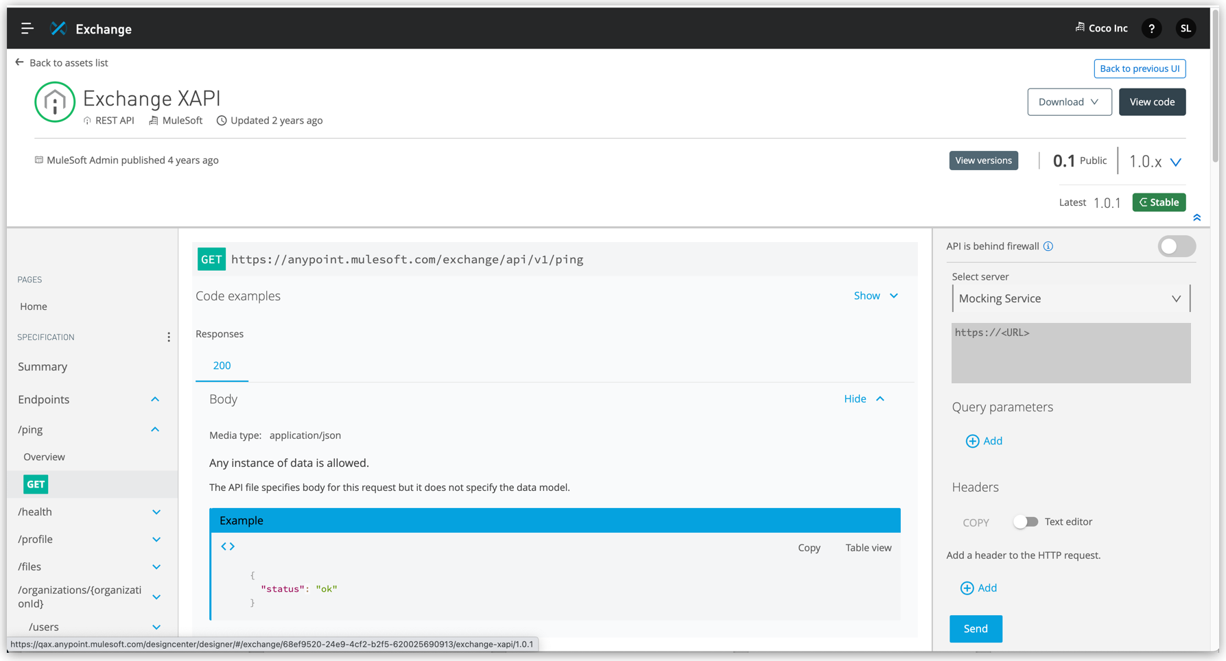 Mocking in API Console