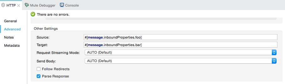 overriding default behavior by settings source and target