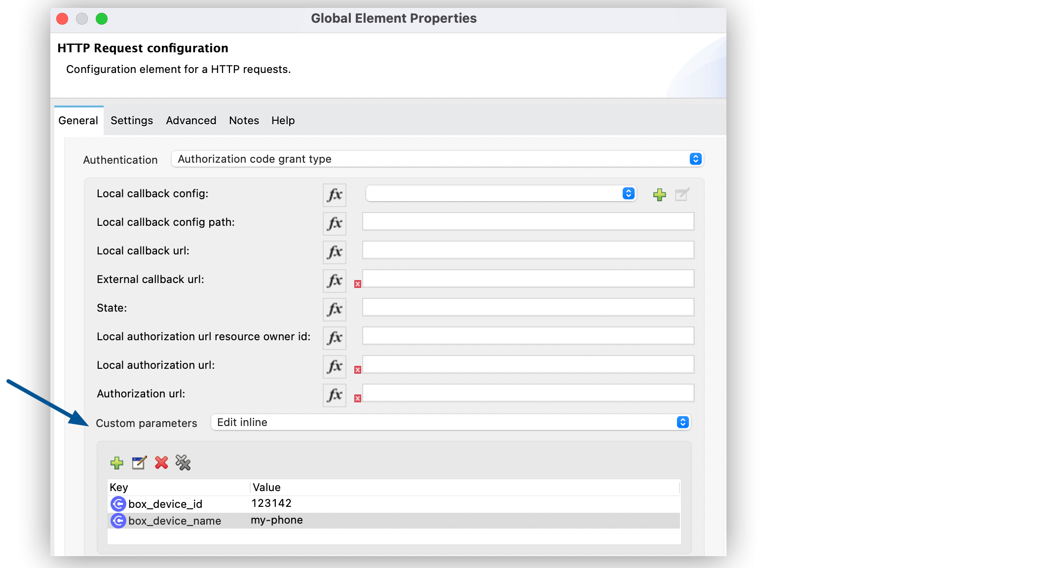 Configure Custom Parameters field for OAuth Authentication