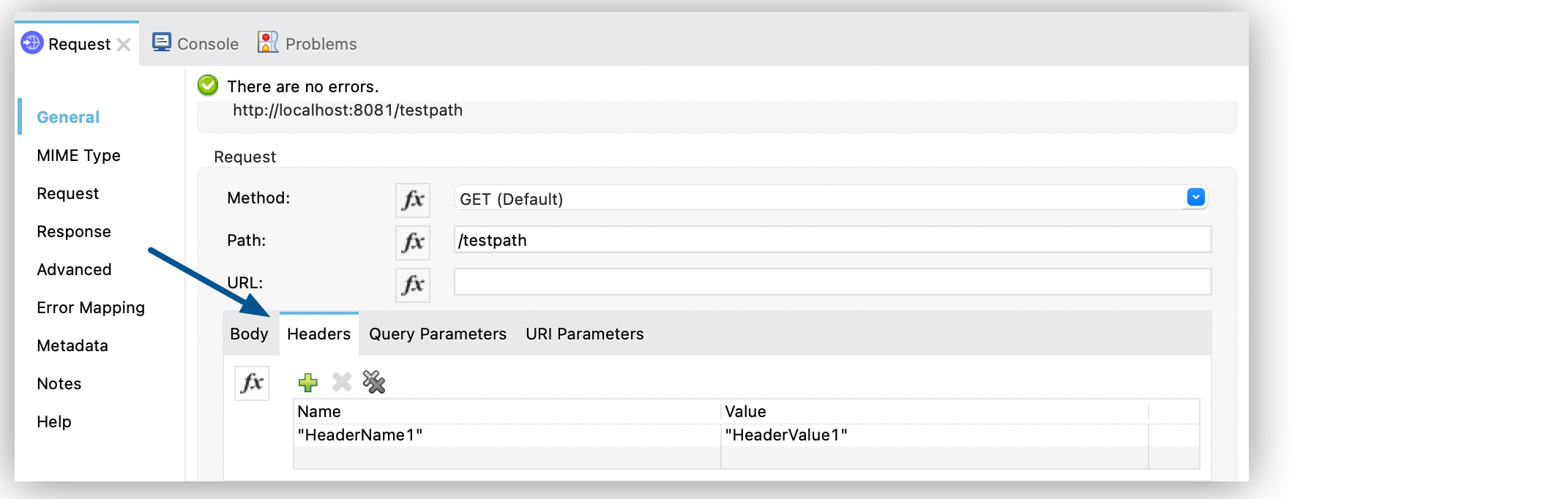 Headers configuration at HTTP Request operation level