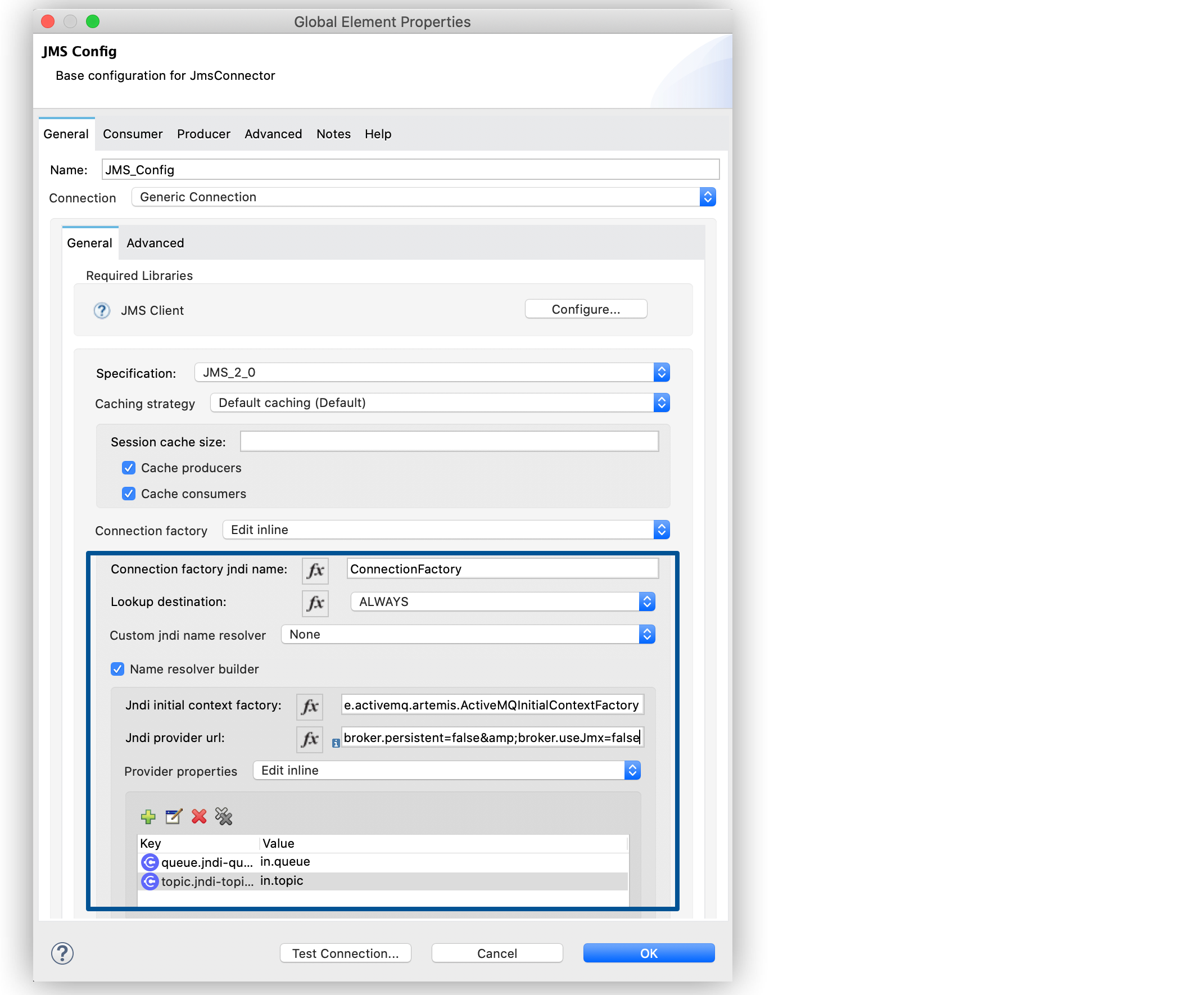 Generic Connection Configuration.