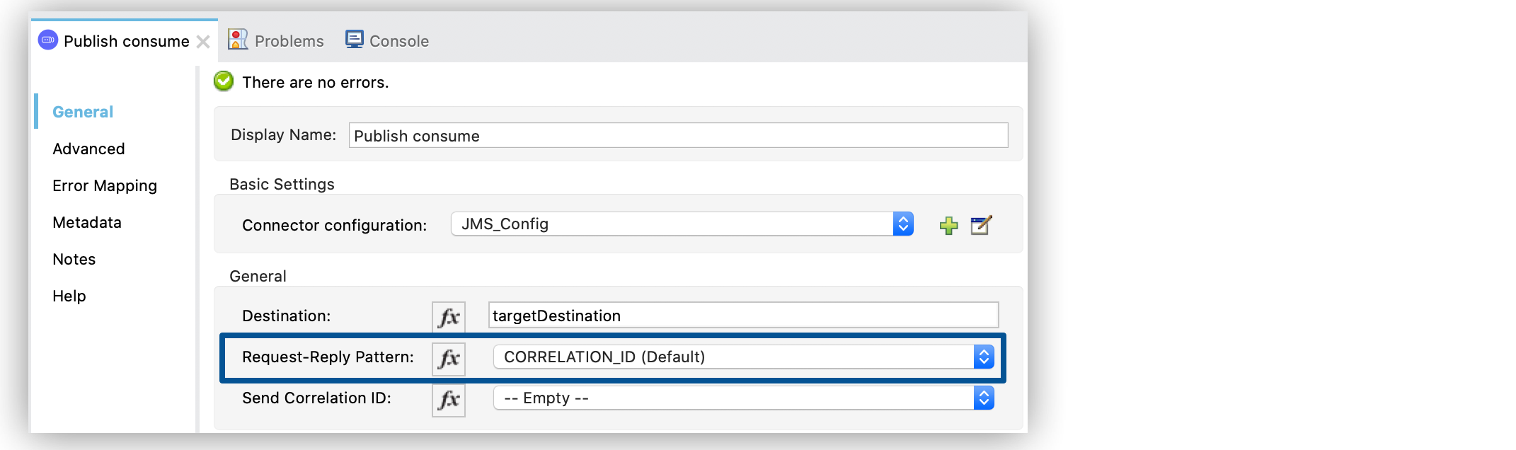 Set the Request-Reply Pattern to CORRELATION_ID (Default)