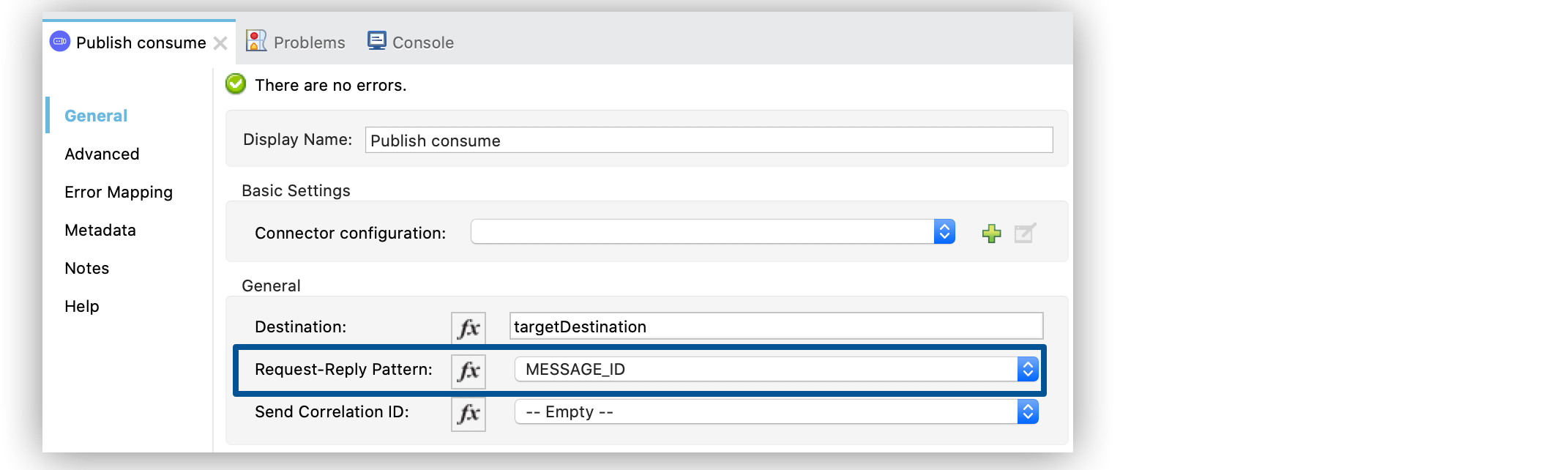 Set the Request-Reply Pattern to MESSAGE_ID