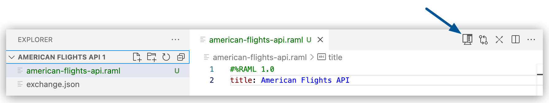 エディターのツールバー内で強調表示されている API Console