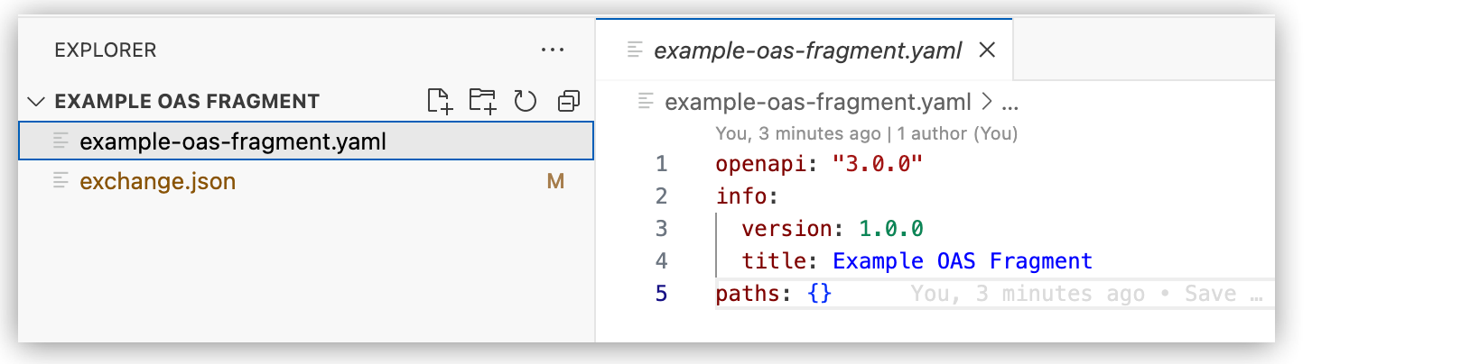 「Design an API (API の設計)」 ページの 「API Fragment (API フラグメント)」 タブ