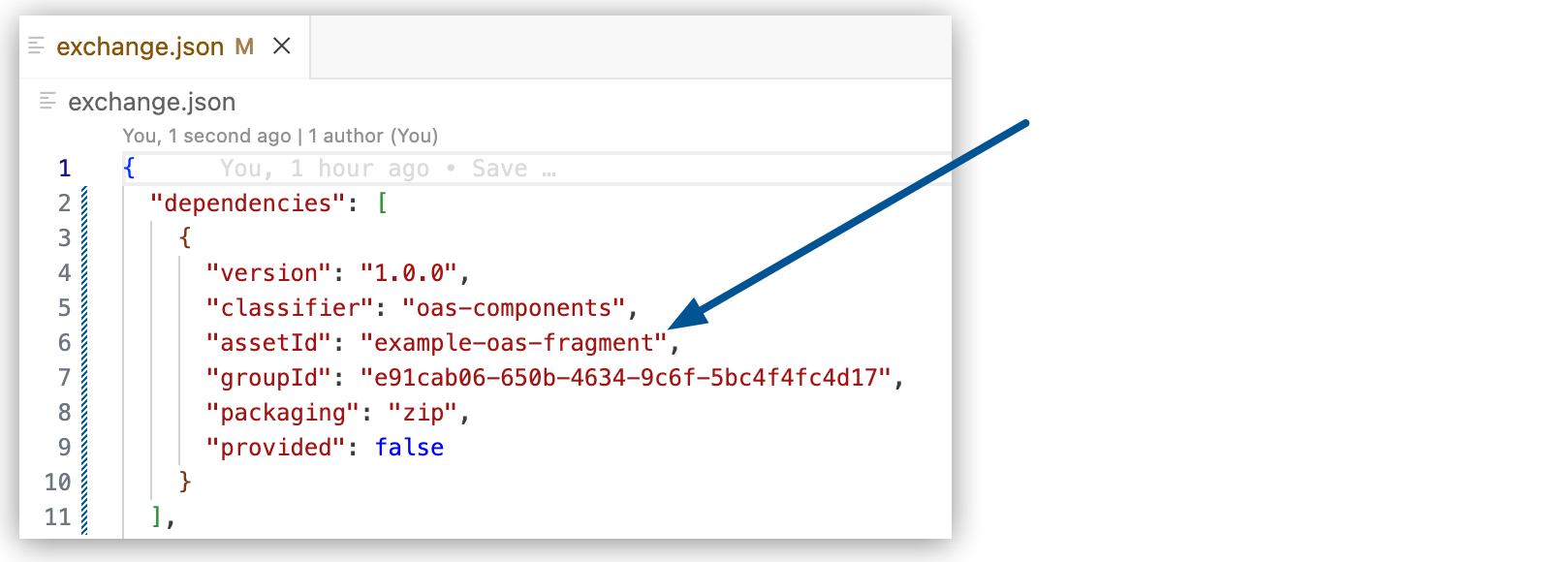 exchange.json ファイル内のフラグメントの連動関係を確認