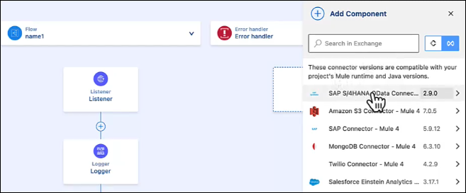 プロジェクトに有効なバージョンの Exchange コネクタ
