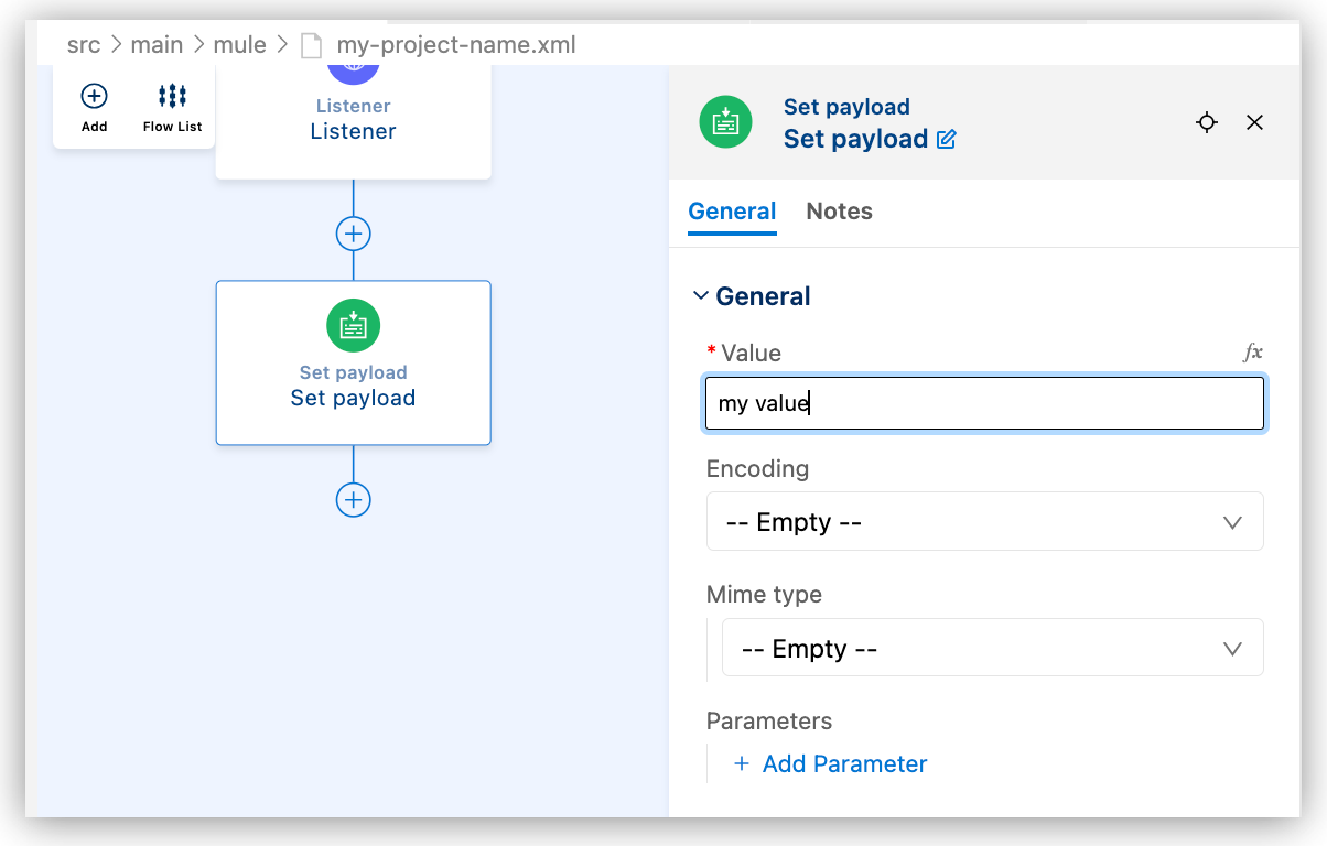 Set Payload への文字列の追加