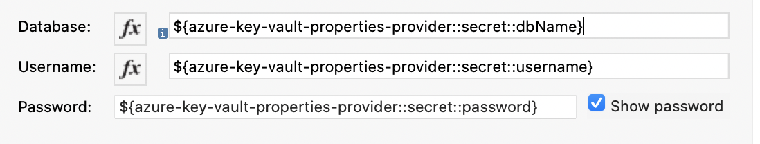設定ウィンドウで Azure Key Vault Properties Provider を使用しているコネクタの例