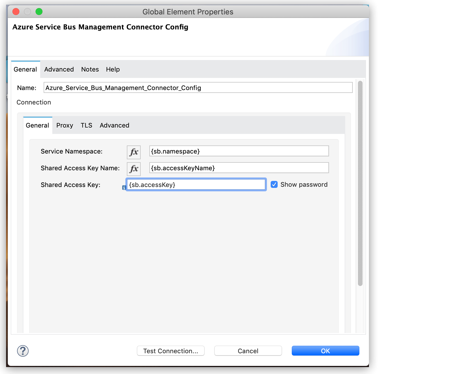 [General (一般)] タブの SAS 認証設定項目