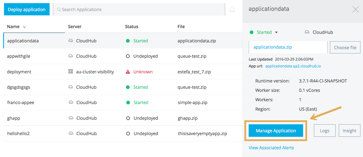 [Manage Application (アプリケーションを管理)]