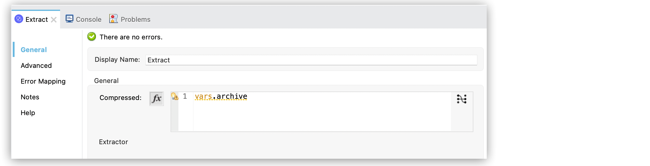 Compression Extract 操作の設定