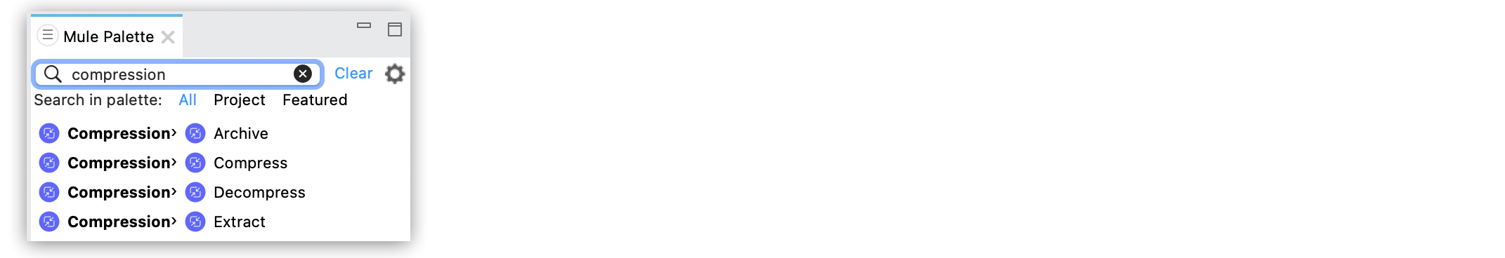 Mule パレットでの Compression Module の操作