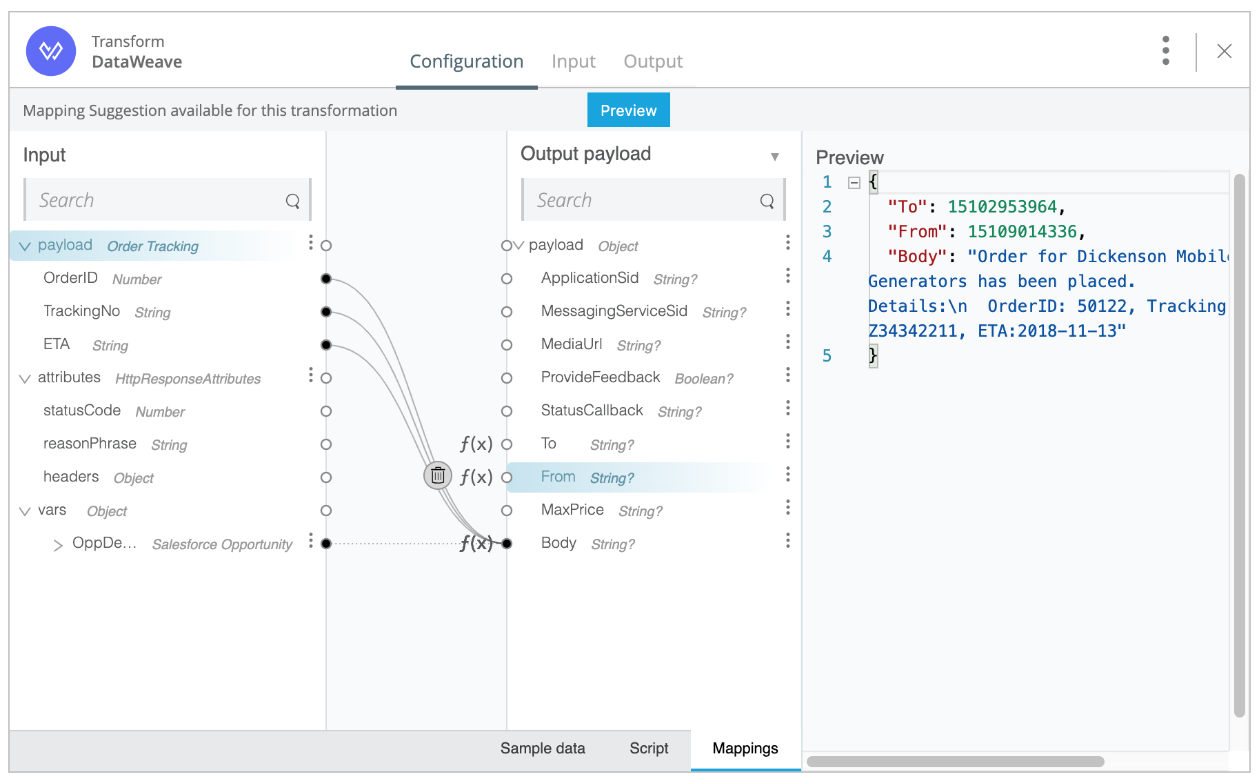 transform second mappings panel