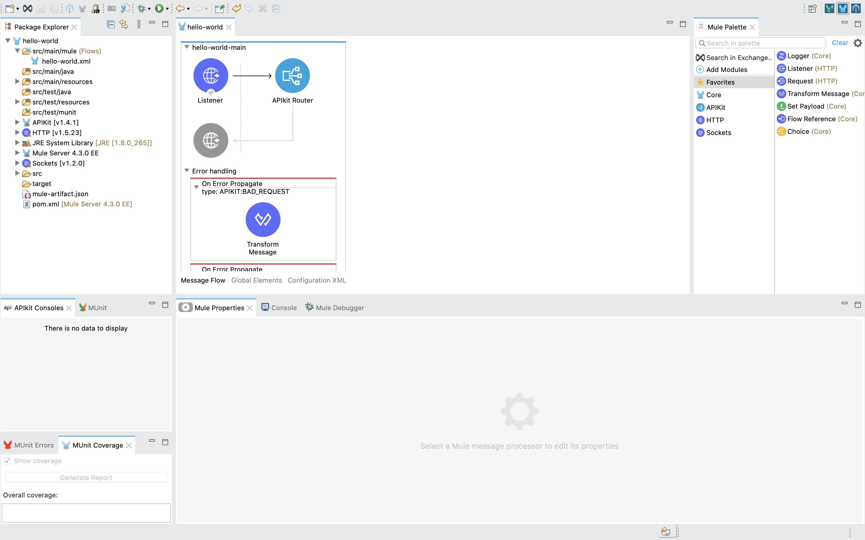 スキャフォールディングありで API 仕様をインポートした後の Studio のビュー