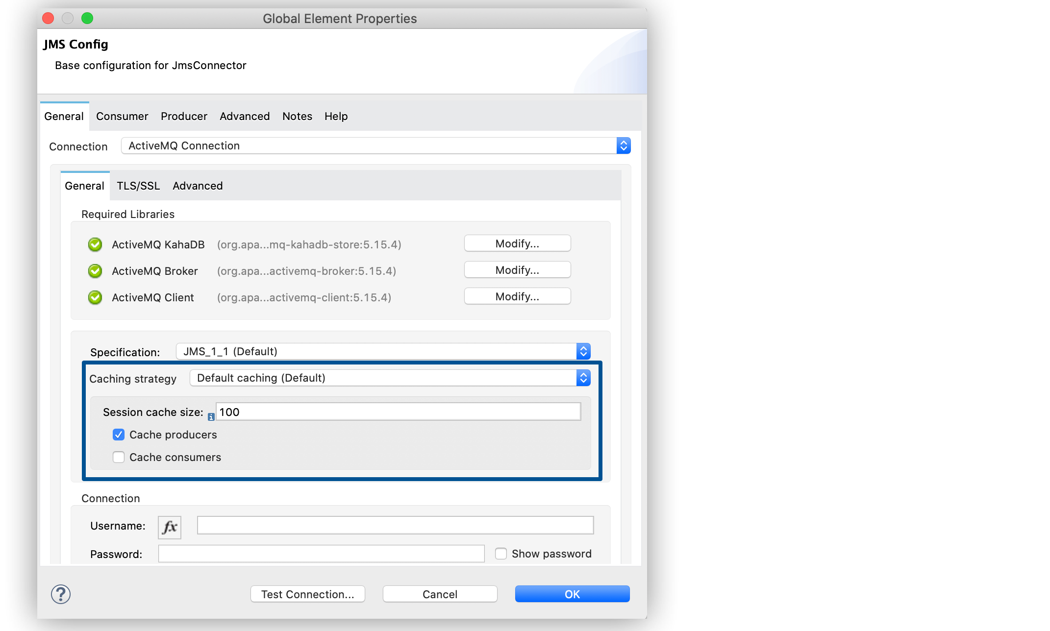 「Caching strategy (キャッシュ戦略)」 項目で、目的のキャッシュ戦略を選択する
