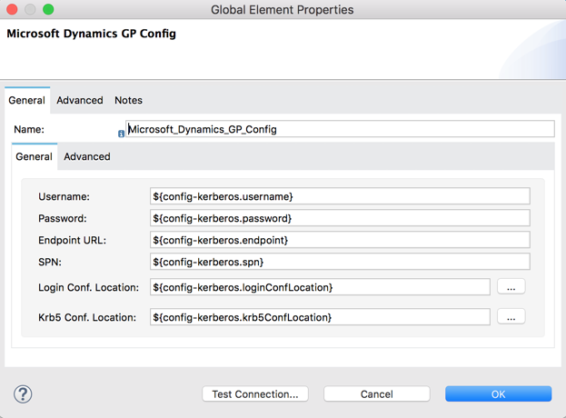 Microsoft Dynamics GP の [Global Elements Properties (グローバル要素プロパティ)] 設定ウィンドウ