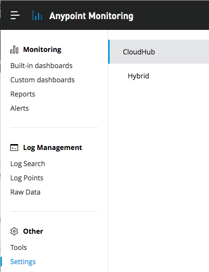 monitoring settings screen