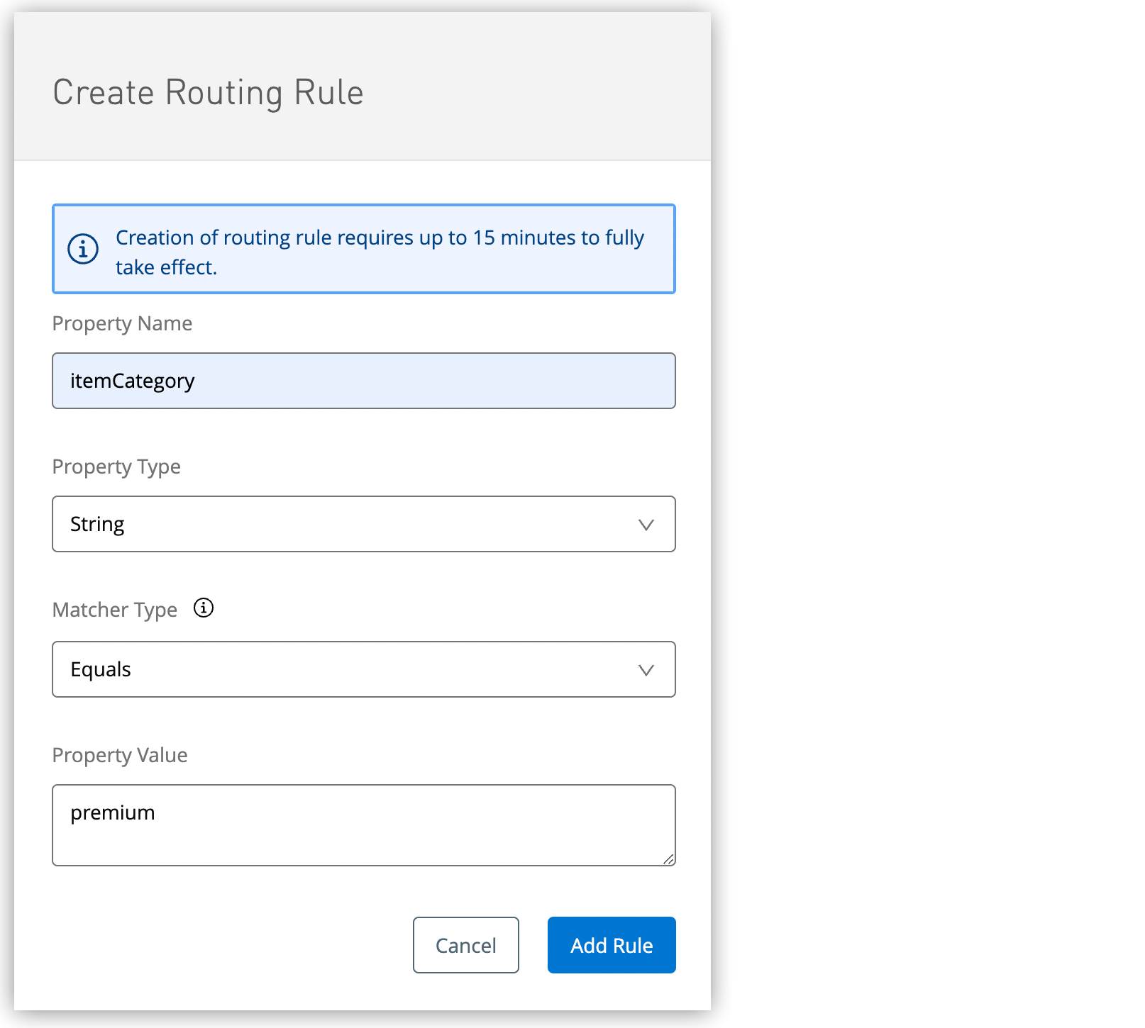 [Create Routing Rule (ルーティングルールを作成)] ページ