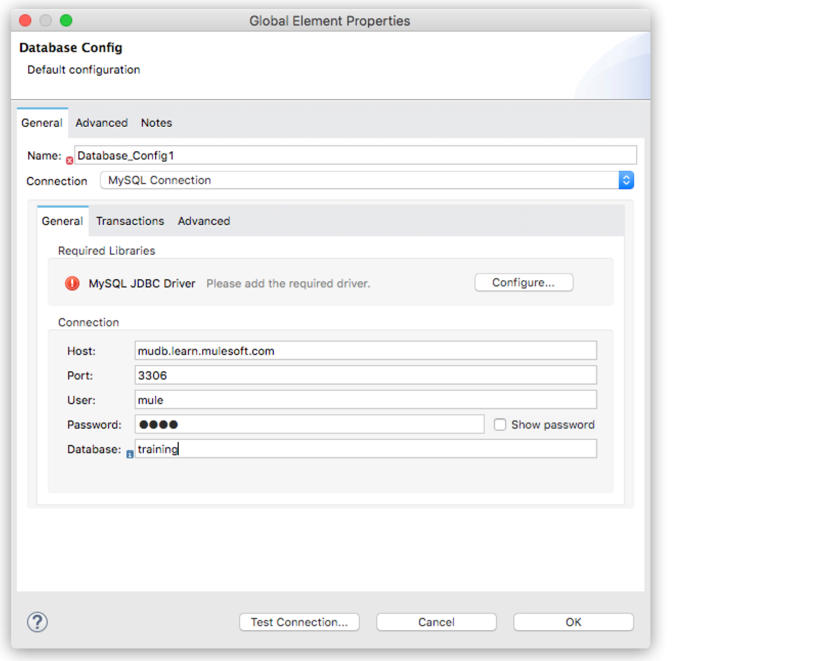 mruntime quickstart db values