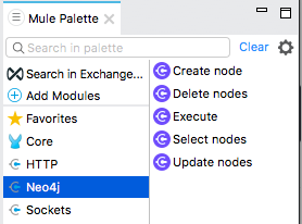 Studio での Neo4j Connector の使用可能な操作のリスト