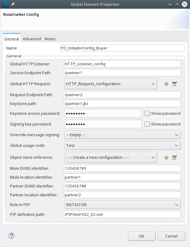 「General (一般)」タブのプロパティ