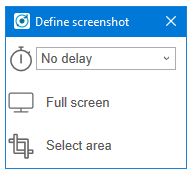 「Define Screenshot (スクリーンショットを定義)」 ウィンドウ