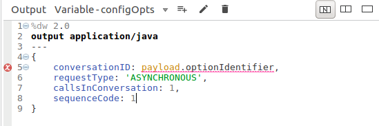 オプションの作成の出力