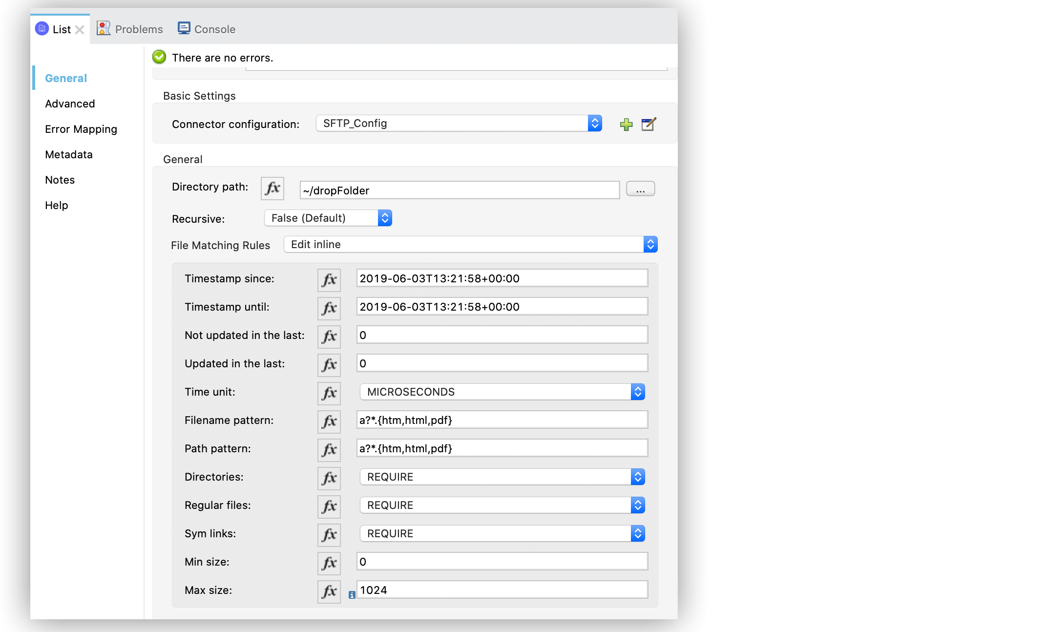 「File Matching Rules (ファイル一致ルール)」 項目設定