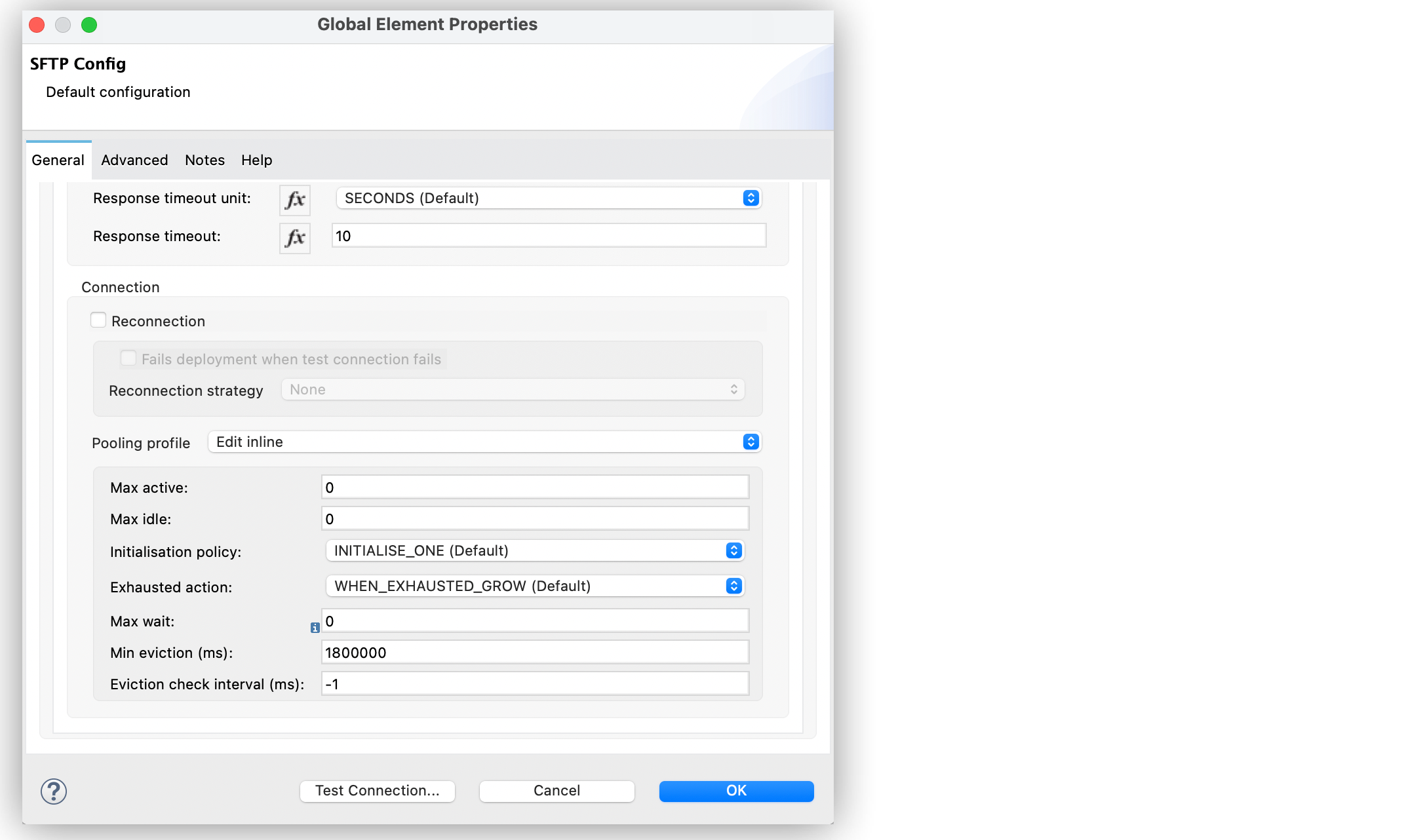 Studio の SFTP 接続プーリング設定