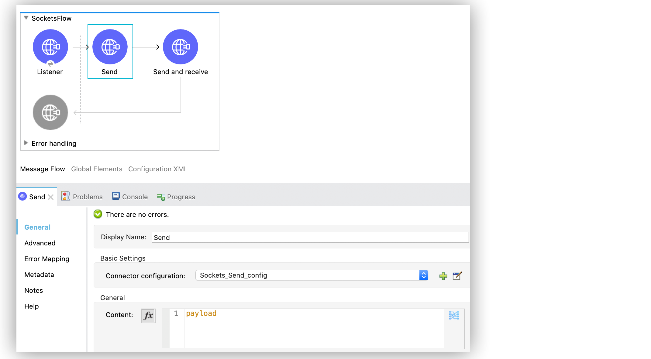 Sockets Send 操作と Send and Receive 操作