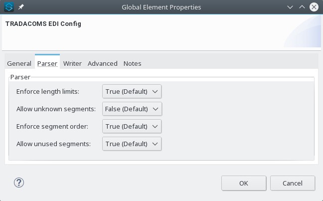 [Parser (パーサー)] タブのプロパティ