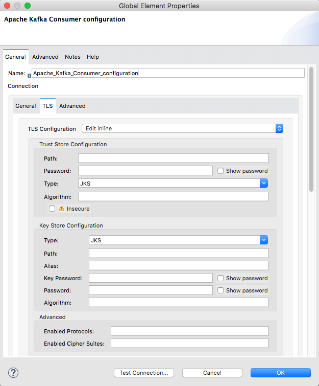 Kafka consumer configuration window