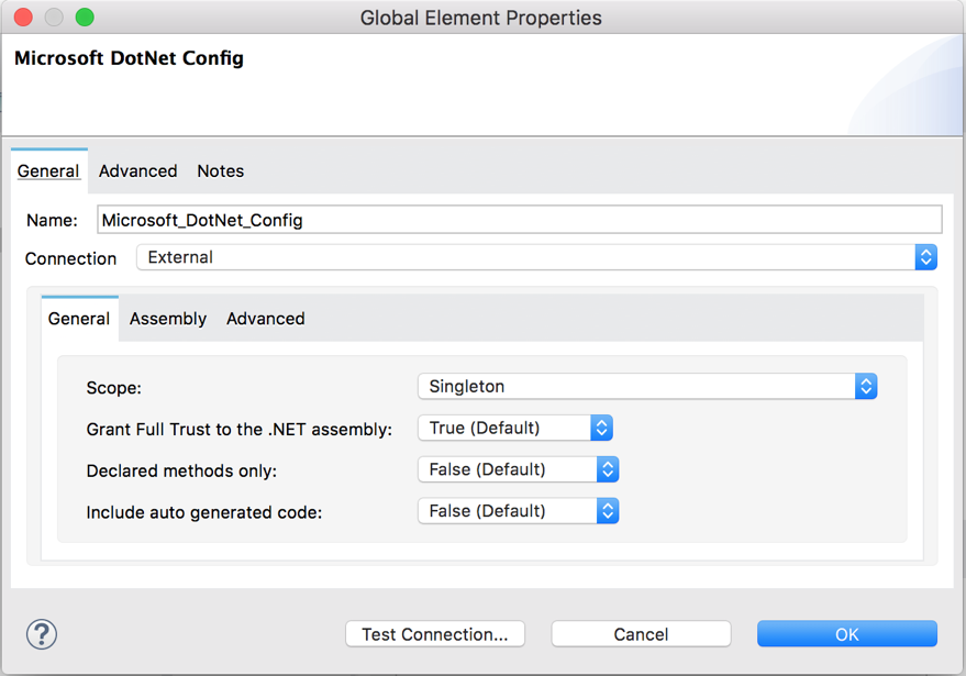 Studio General tab for DotNet config