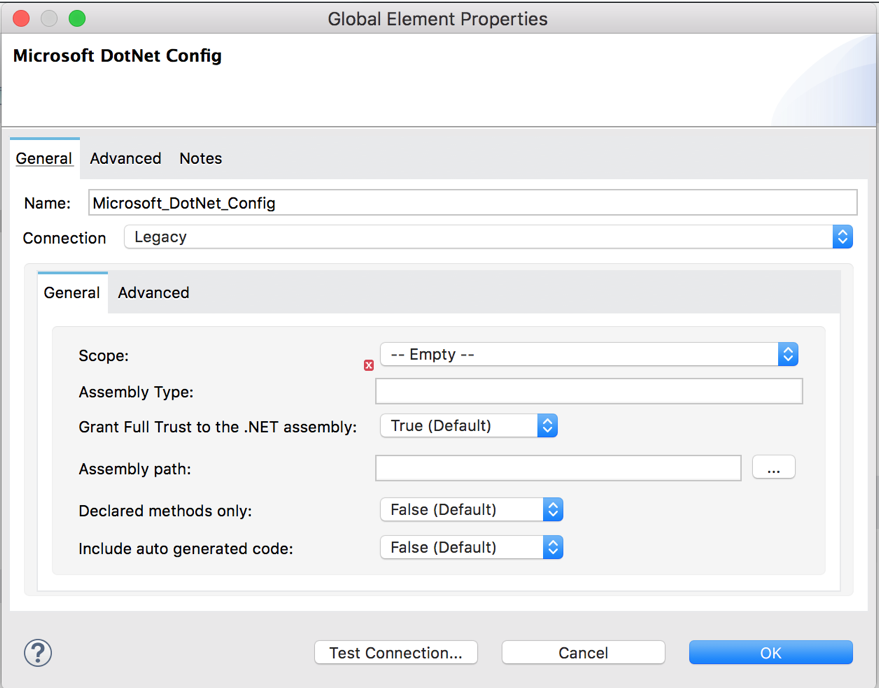 Legacy connection type with Assembly configurations