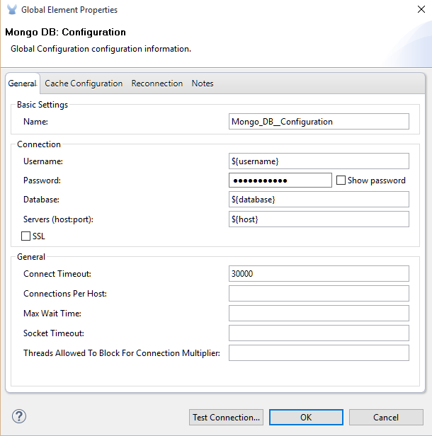 MongoDB Connector Global Elements