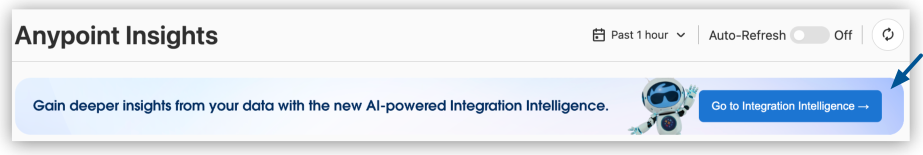 Banner for navigating to Integration Intelligence from Anypoint Insights