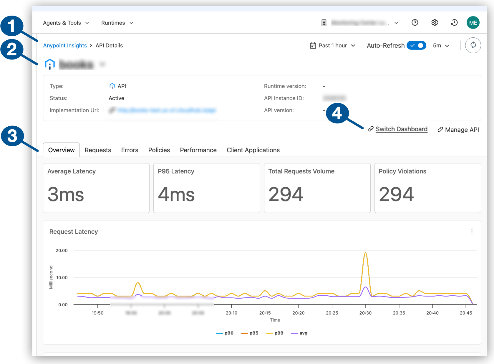 Anypoint Insights API Details UI