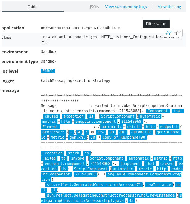 Creating a Log Message Filter