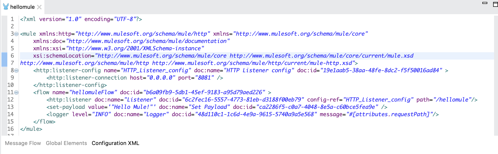 Hello Mule XML Configuration