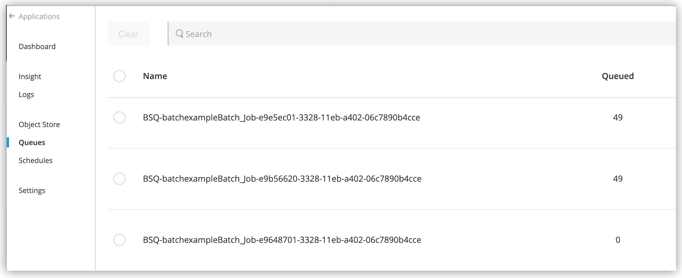 Batch step queue transaction log