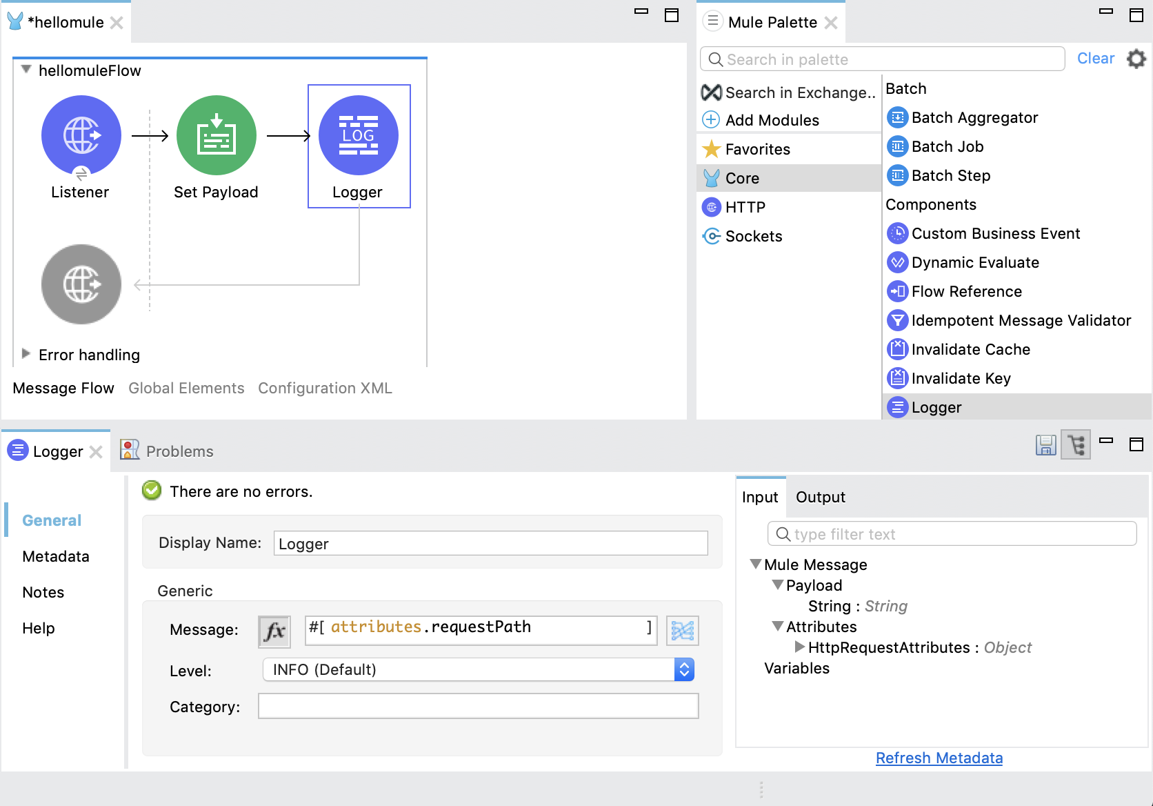 Logger in Hello Mule