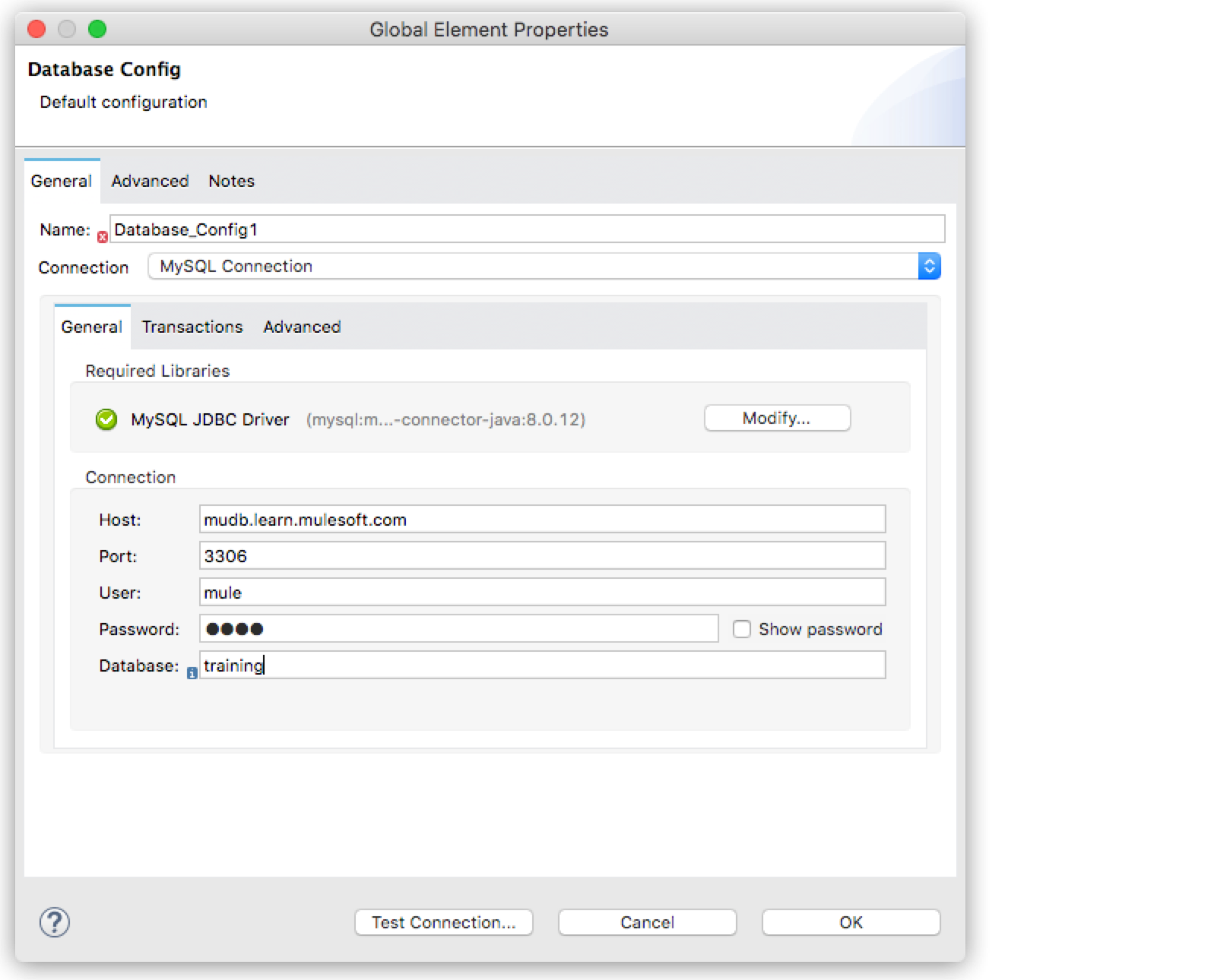 mruntime quickstart db driver