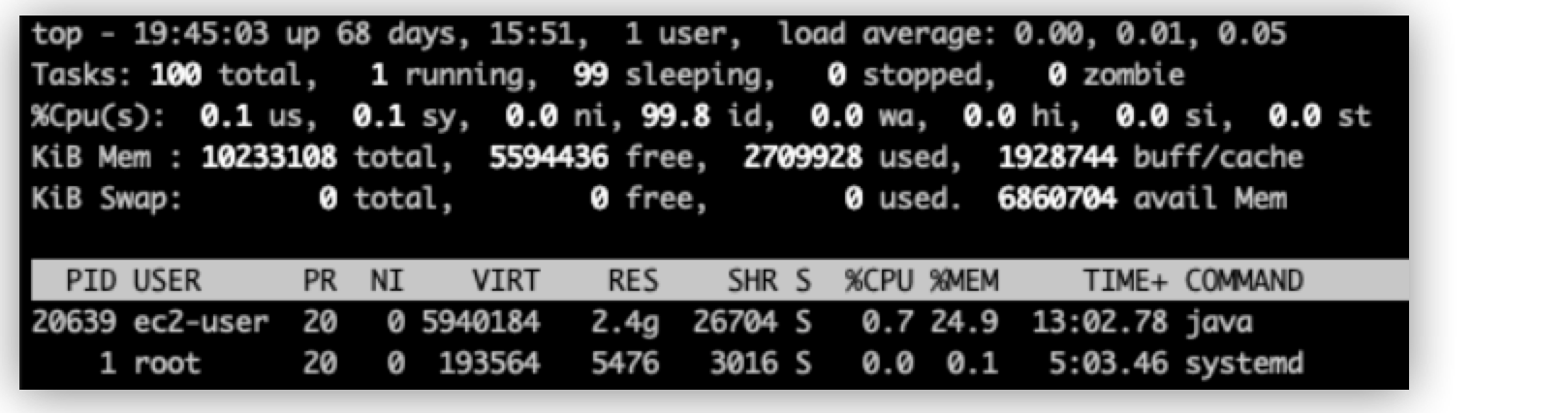 Top command CPU stats