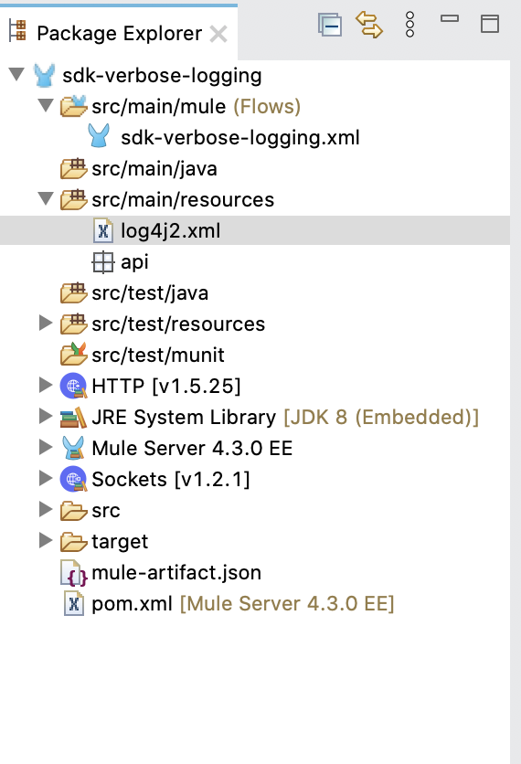 Folder structure of the log4j2 xml file
