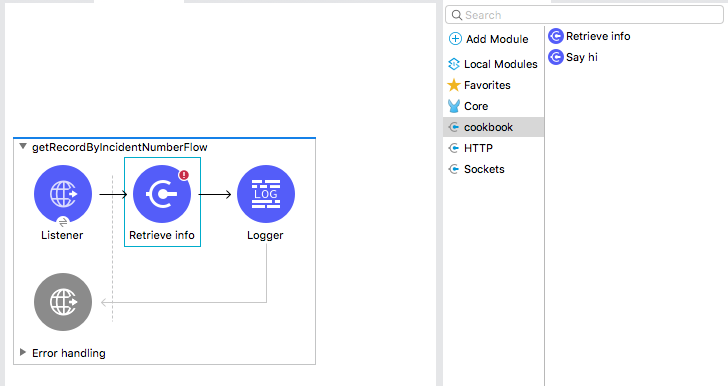 Example of Cookbook Connector in the Studio palette