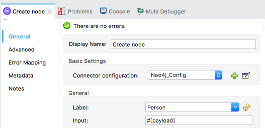 Create node properties configuration window