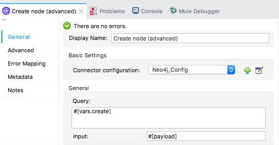 Create node properties configuration window